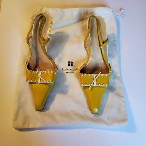 Kate Spade Yellow Sling back shoes with bows, 7B
